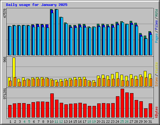 Daily usage for January 2025